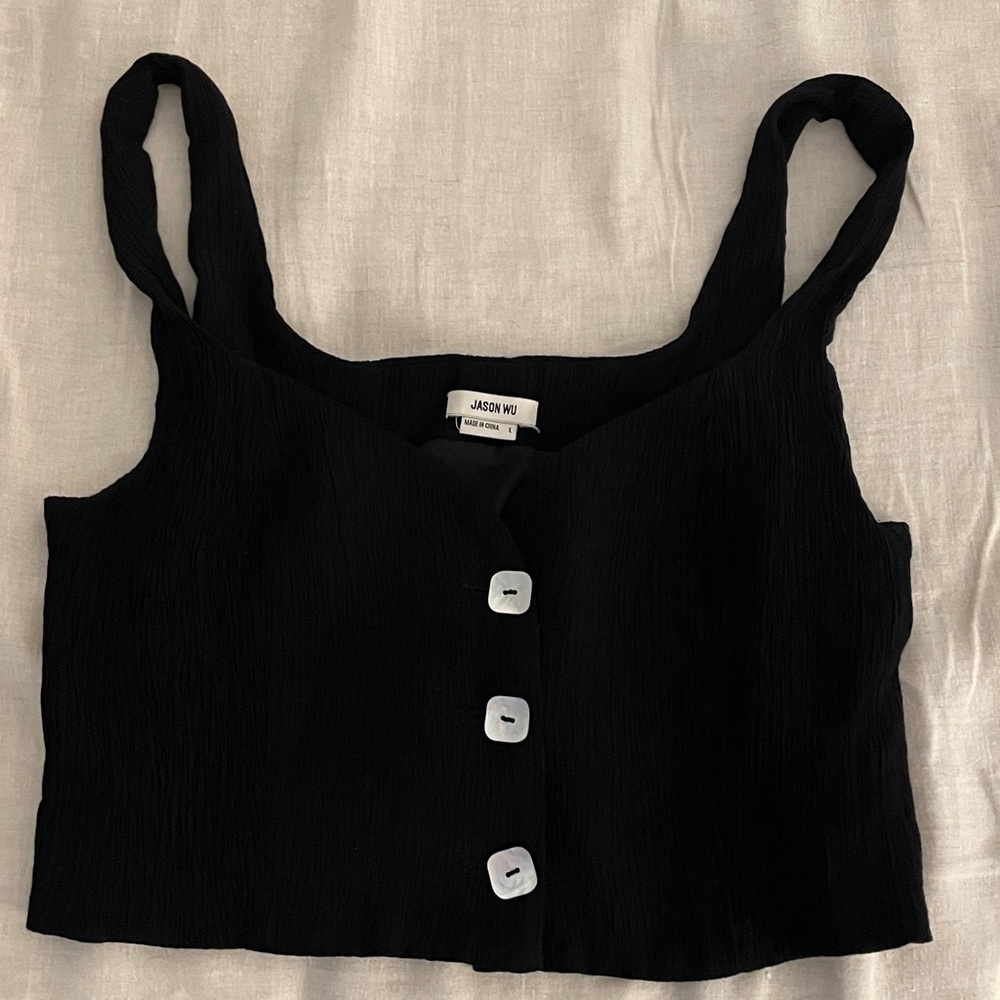 Jason Wu black crepe cropped top L fits M festival party beach boho